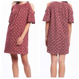 Old Navy Cold Shoulder Polka Dot Shift Dress